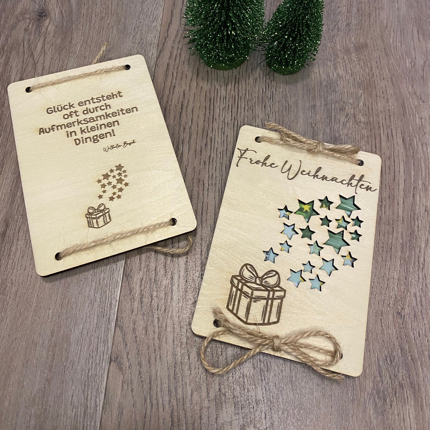 Geschenkkarte aus Holz "Frohe Weihnachten"