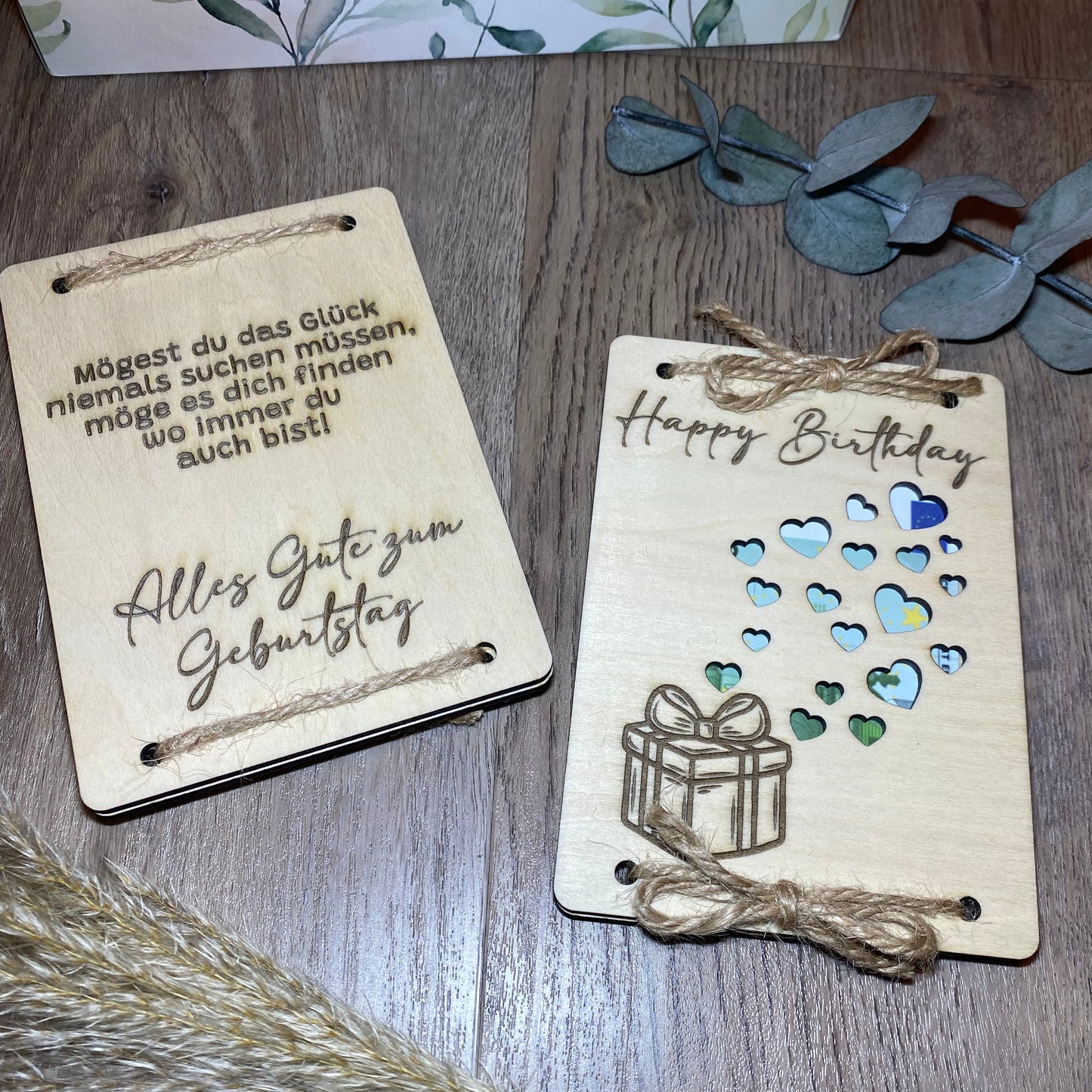 Geldgeschenk aus Holz Happy Birthday