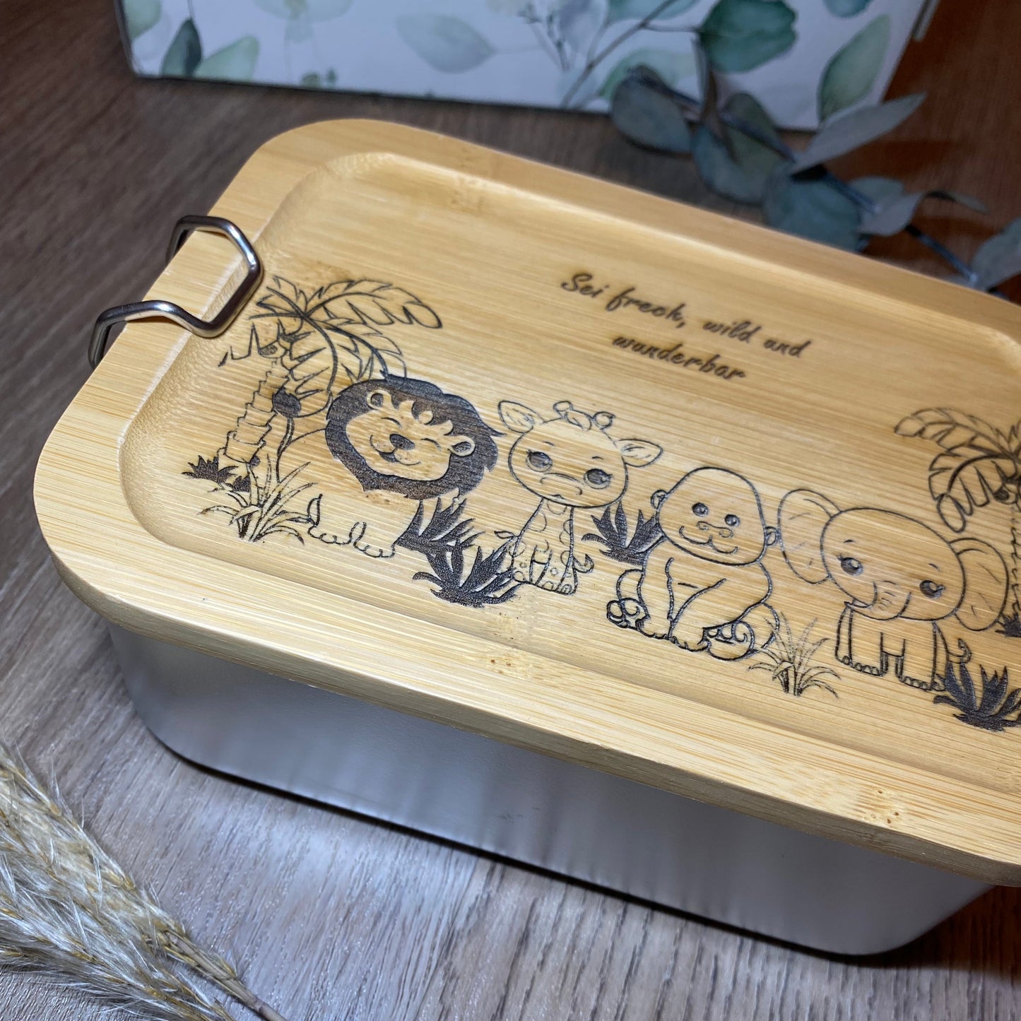 Brotdose mit Bambusdeckel Safari