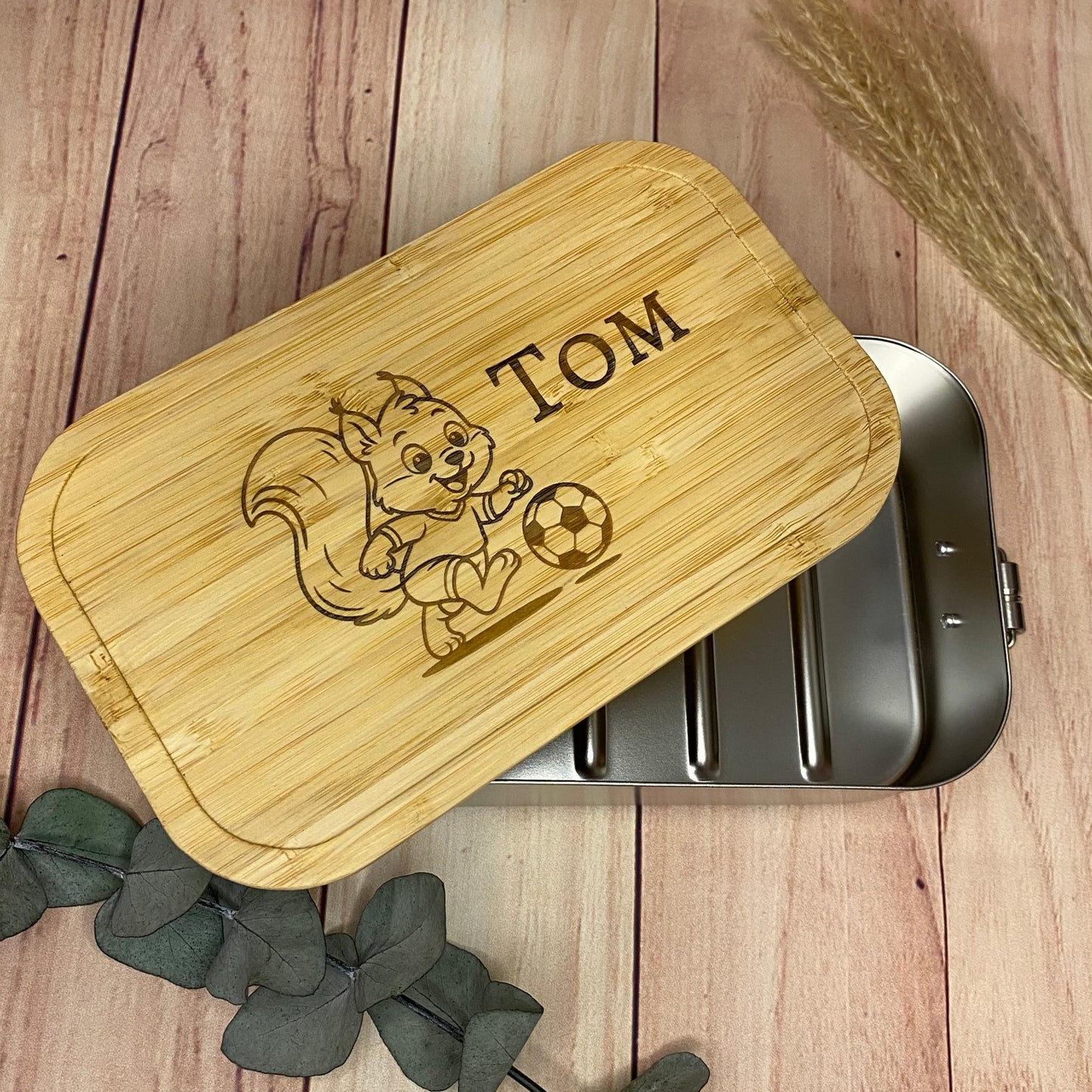 Lunchbox aus Edelstahl mit Bambusdeckel