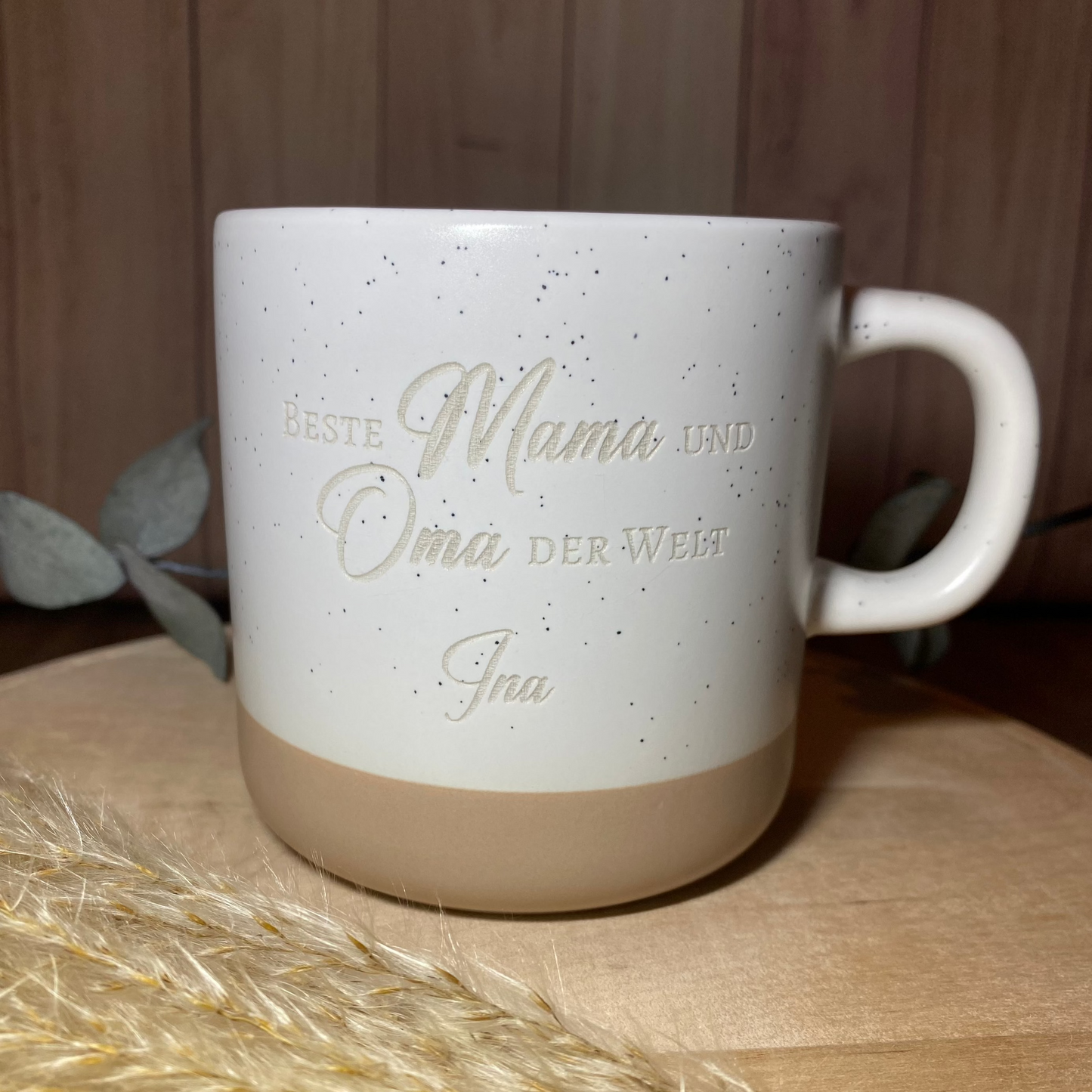 Keramiktasse mit Gravur Beste Mama und Oma der Welt