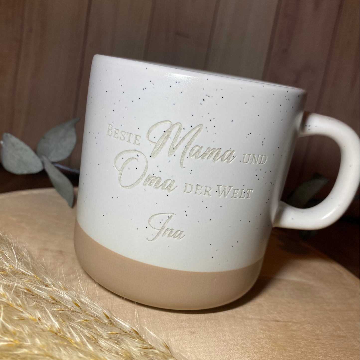 Keramiktasse mit Gravur Beste Mama und Oma der Welt