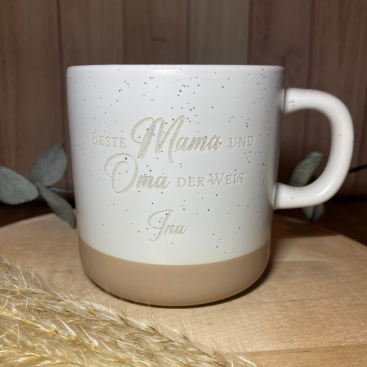 Keramiktasse mit Gravur Beste Mama und Oma der Welt