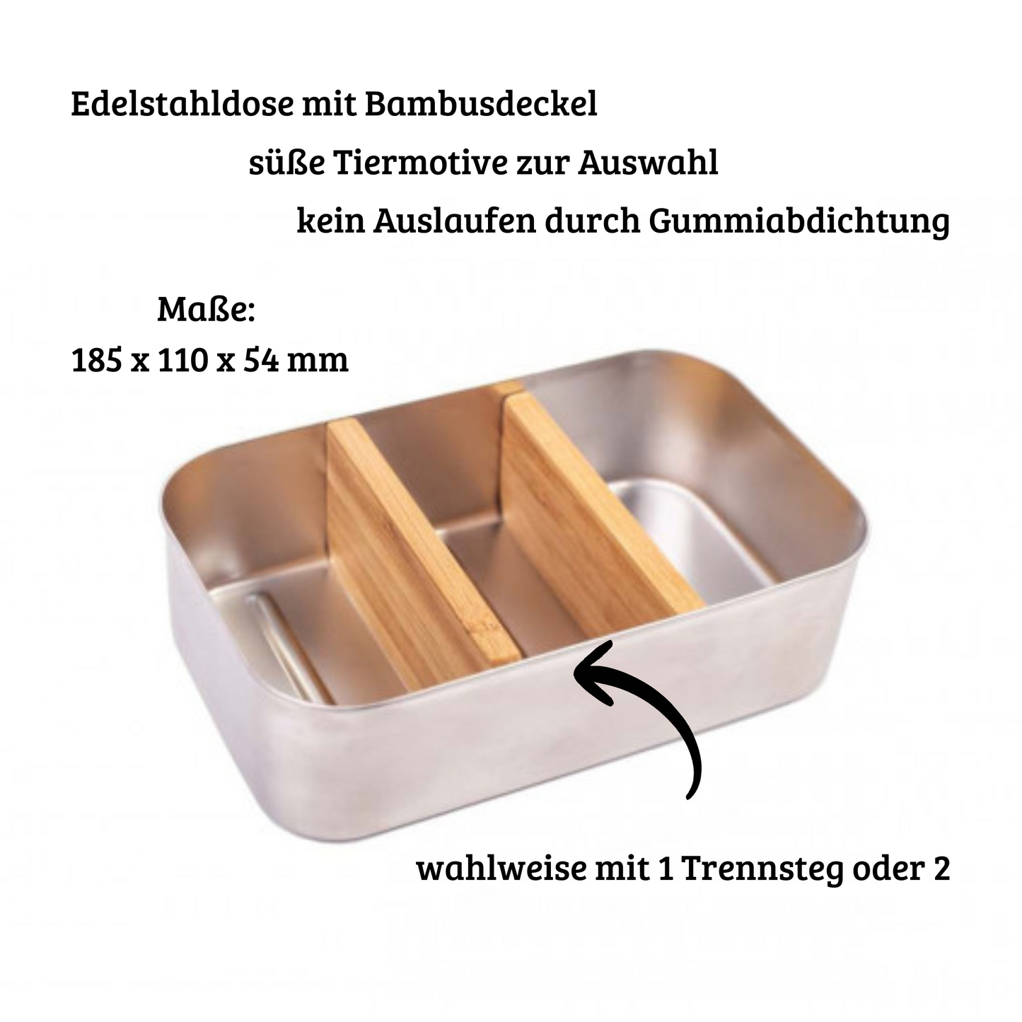 Lunchbox aus Edelstahl mit Bambusdeckel