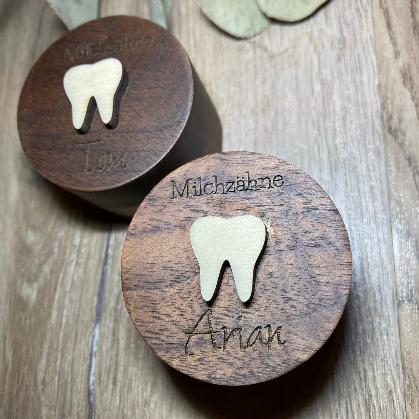 Milchzahndose aus Holz