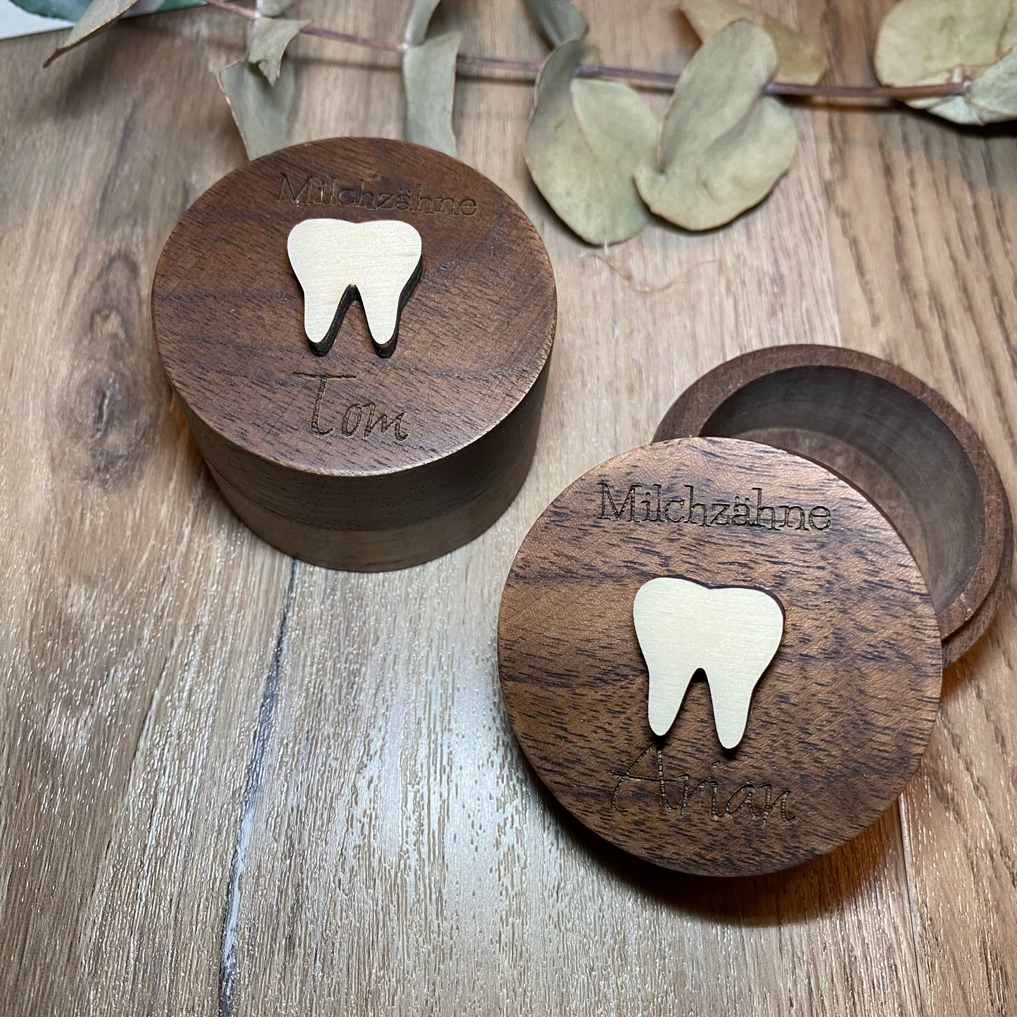 Milchzahndose aus Holz
