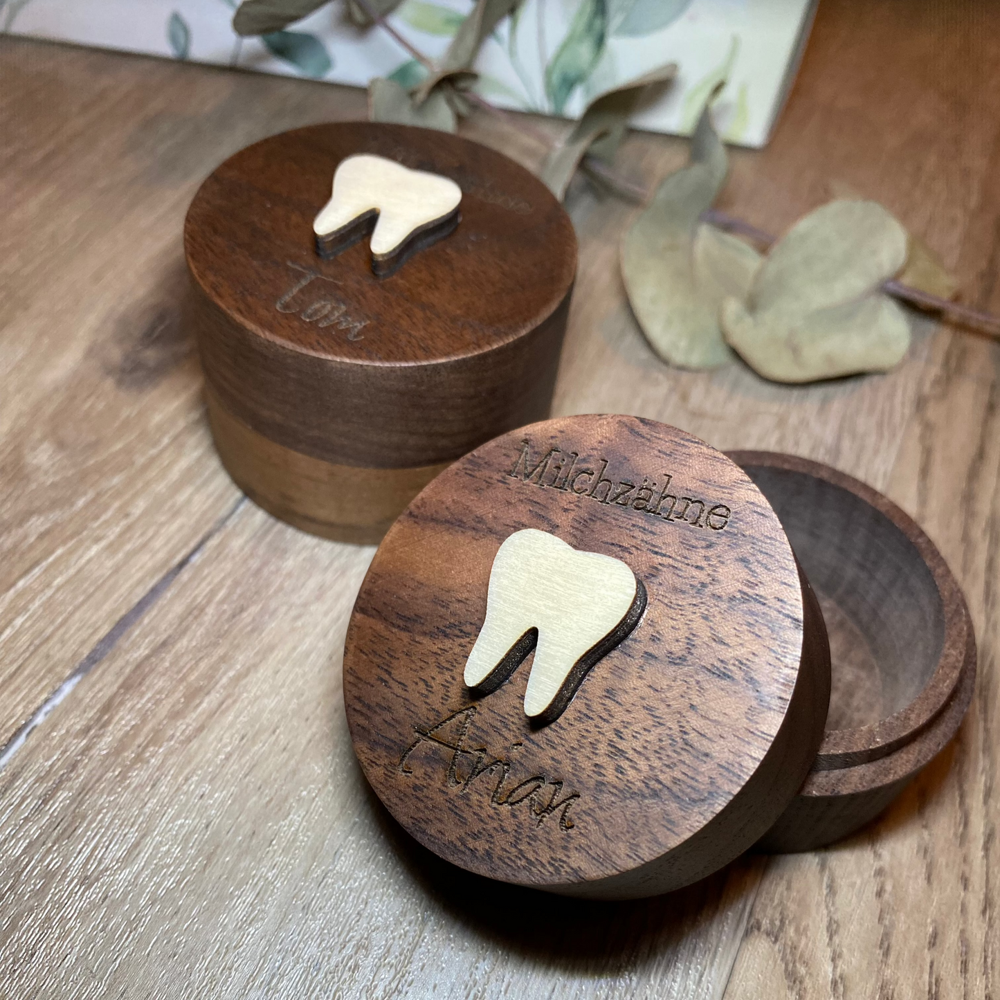 Milchzahndose aus Holz