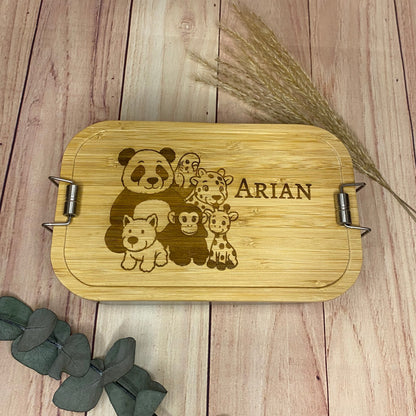 Lunchbox aus Edelstahl mit Bambusdeckel