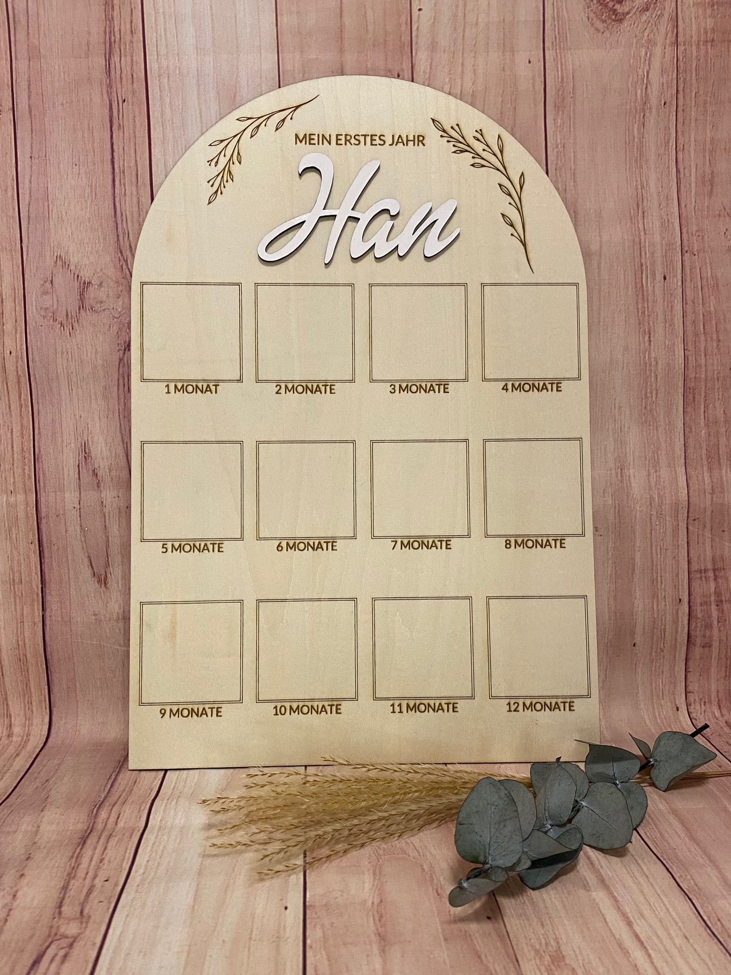 "Mein erstes Jahr" Meilensteintafel aus Holz