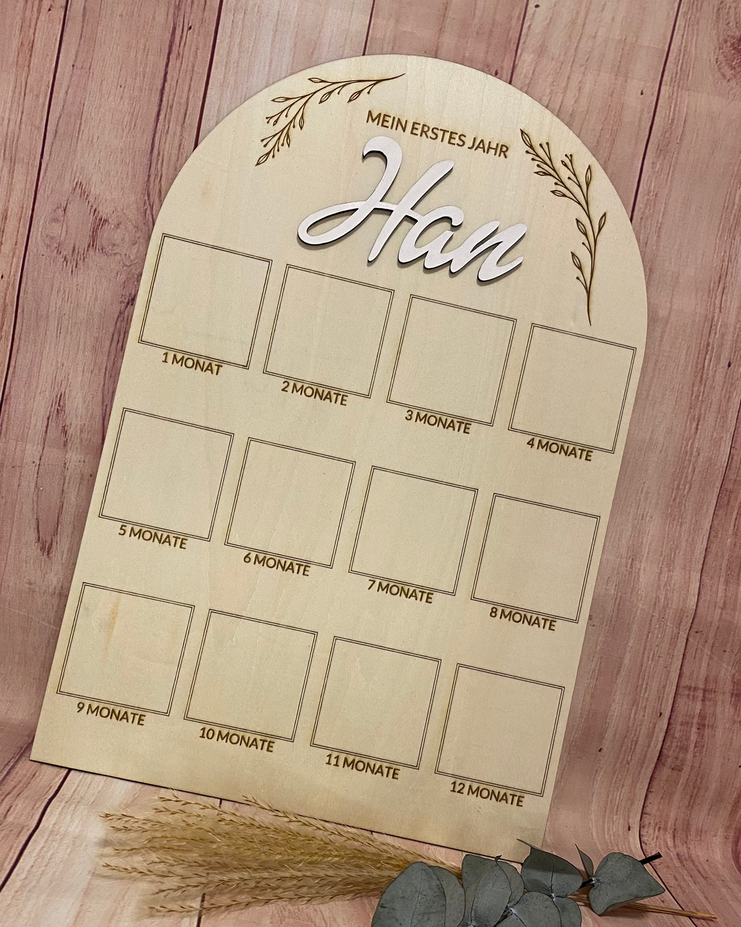 "Mein erstes Jahr" Meilensteintafel aus Holz