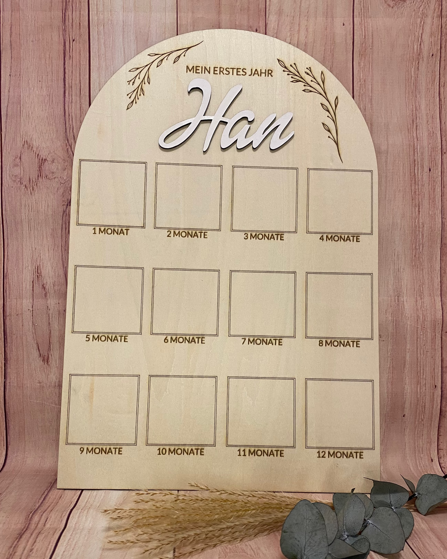 "Mein erstes Jahr" Meilensteintafel aus Holz