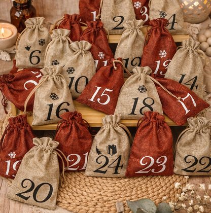 Adventskalender zum selber Befüllen in Rot/Creme