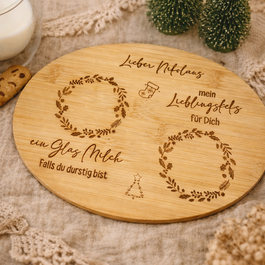 Brettchen aus Bambus für den Nikolaus