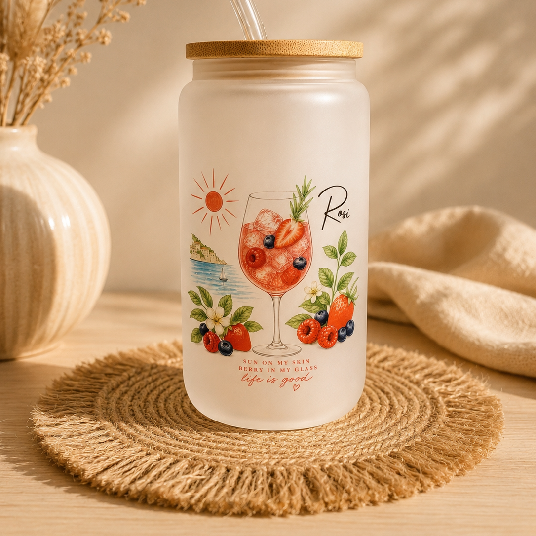 Wildberry Lillet Trinkglas mit Bambusdeckel