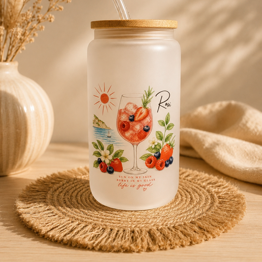 Wildberry Lillet Trinkglas mit Bambusdeckel