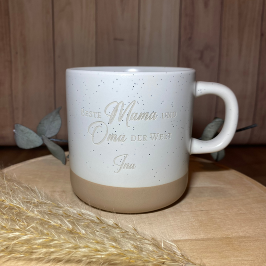 Keramiktasse mit Gravur Beste Mama und Oma der Welt