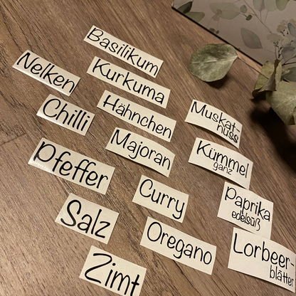 Aufkleber für Gewürzbehälter