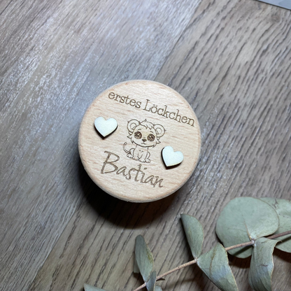 Personalisiertes Döschen für das "Erstes Löckchen"