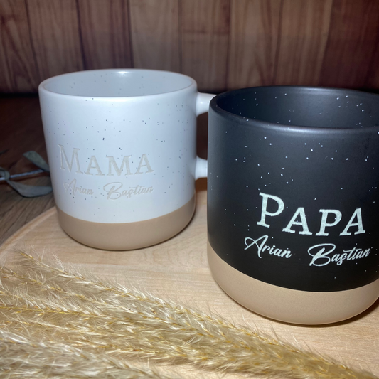 Keramiktasse mit Gravur