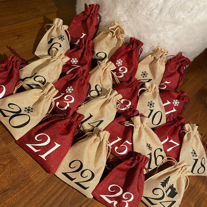 Adventskalender zum selber Befüllen in Rot/Creme