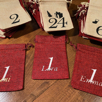 Adventskalender zum selber Befüllen in Rot/Creme