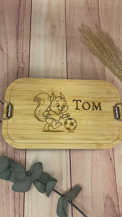Lunchbox aus Edelstahl mit Bambusdeckel